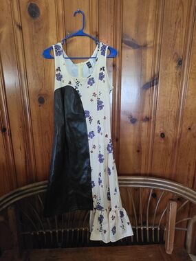 Sleeveless Floral Dress with Black Faux-Leather Detail